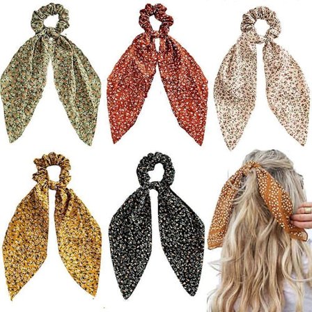 5 st Blommig Hårscarf Med Rosett För Kvinnor Flickor Rosett Scrunchies För Hår Hår Scrunchies Med Rosett