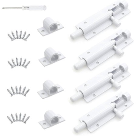 2 tums vit skjutregel, skjutdörrlås i aluminiumlegering, kraftig grind (FMY)