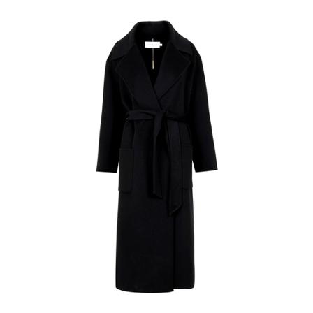 Simona Corsellini Belted Coats Sort, Dame Uldfrakker