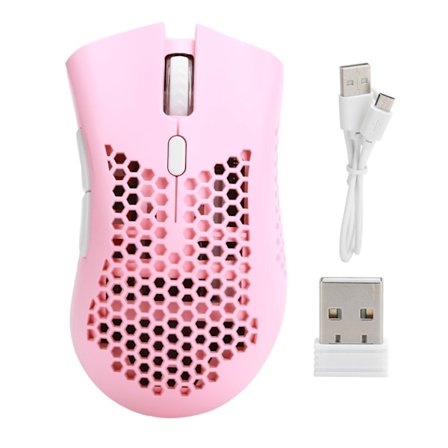 Gamer-mus RGB genopladelig trådløs hul kontor computertilbehør 2.4GHz BM600Pink