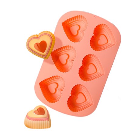 6-hålig Hjärt-/Fjärilsform Silikonform för DIY Mousse Gelé Puddingar