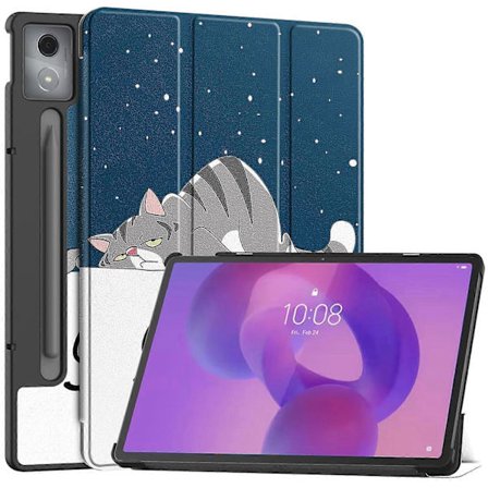 Fodral för Lenovo Idea Tab Pro, mönstrat tryck, läderställ, surfplatta - Katt