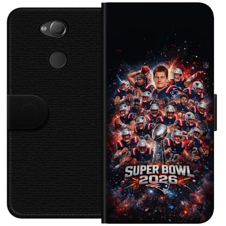 Kompatibel Tegnebogsetui til Sony Xperia XA2 Super Bowl 2026 plakat med New England Patriots og NFL-pokal i eksplosiv sportsdesign