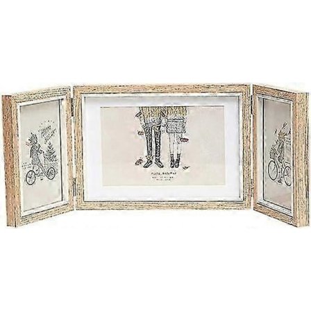 Trippel Fotoram 7x5, Bilderramar för Flera Bilder 6 X 4, Trefaldig Fotoram, Gångjärnsförsedd Trippelfällbar Ram, Bordsdisplay (FMY)