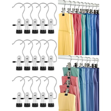 Leggingsien järjestäjä vaatekaappiin, metalliset housuripustimet 10 kpl ripustusklipseillä, joissa kumipinnoite pitää leggingsit, tilaa säästävä 