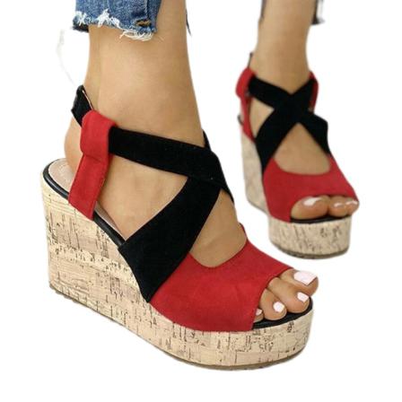 Kvinnors Sandaler Med Öppen Tå Och Ankelrem Platformsandaler