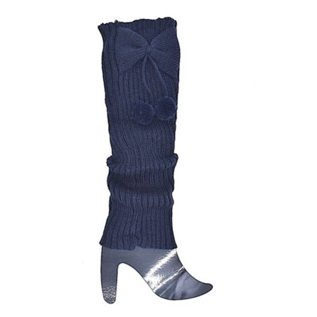 Mörkblåa benvärmare med rosett