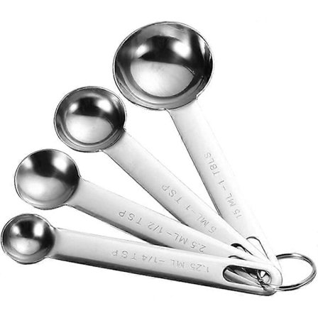 4 st Måttskedar, Måttskedar i Rostfritt Stål, för Mätning av Torrt Pulver och Vätska