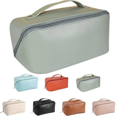 Kosmetiktaske med stor kapacitet, rejse-makeuptasker, bærbar rejse-kosmetiktaske, vandtæt organizer, multifunktionel toilettaske med guldfarvet lynlås