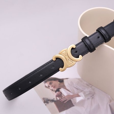 Arc de Triomphe belte for kvinner, jeansbelte, dobbeltsidig lær, tynt belte for dekorering av dresser (2,4 cm bredt) Svart