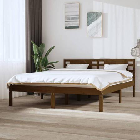 Vidaxl Sängram Honungsbrun Massiv Furu 140x200 Cm Brun