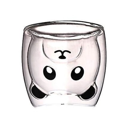 Söpö mukit lasi kaksinkertainen seinä eristetty lasi espresso kuppi, kahvikuppi, teekuppi, maitokuppi (panda)