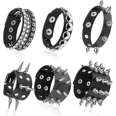 6 stycken Punk Spikade Armband Nitar Armband Läder Nitar Armband Manschett