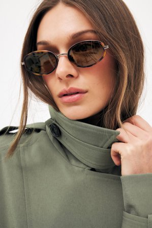 Premium Selection Lunettes de soleil à monture ovale - Lunettes de soleil - Marron - One Size