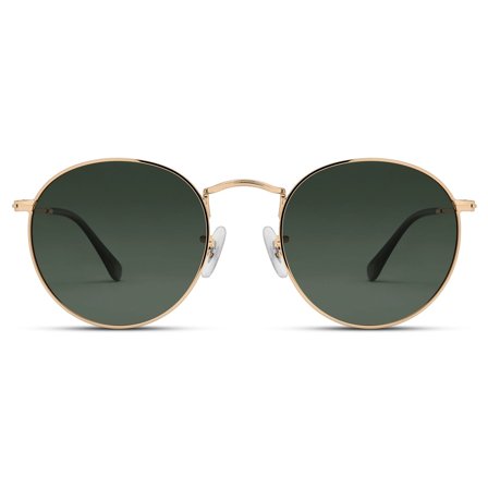 Polariserede Runde Solbriller i Guldfarvet Kirurgisk stål med Grønne Glas til mænd - Polariserede solbriller