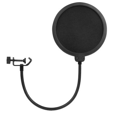 Popfilter Studiomikrofon med stativ og klips, ideell for klar lydopptak