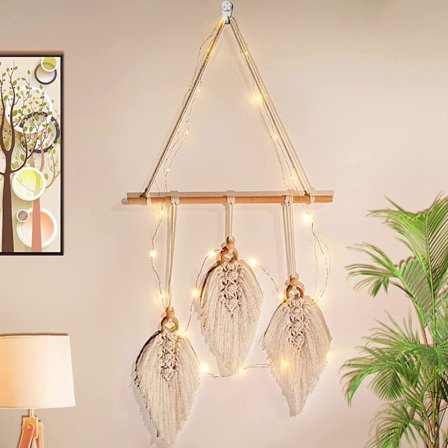 Seinavaate, Käsin Kudottu Boho Seinäkoriste, Boho Tyylinen Koriste Olohuoneeseen, Makuuhuoneeseen, Ulkotiloihin, Sisätiloihin, Hääkoriste, LED-