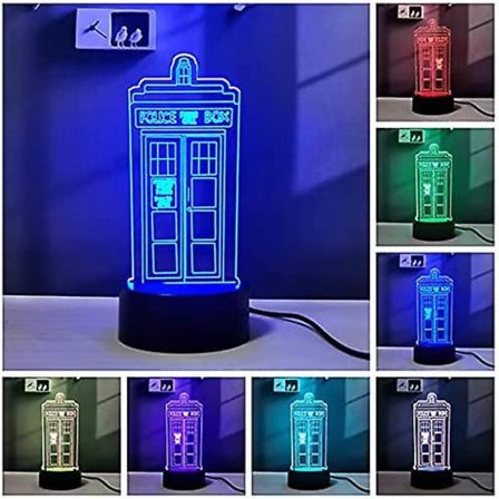 Veeki Tardis 3D Illusjon LED Doctor Who Nattlampe til Soverom Ved Siden Av RGB 16 Farger Fjernkontroll Bordlampe (1)
