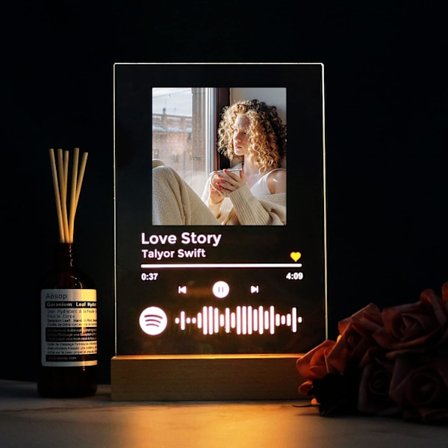 Personlig Plakett, Musikkode Ramme Egendefinert Sang Glasskunst, Voksen Skrivebordsdekorasjon Stue Nattbord Bryllupsgave Beste Venn Farsdag Morsdag