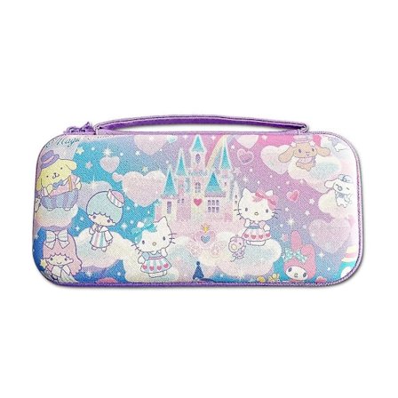 Sööt Nintendo Switch -kantolaukku OLED:lle, Kawaii-kova kuori, kannettava matkakotelo 12 peli korttipaikalla (vaaleanpunainen Dream Party)