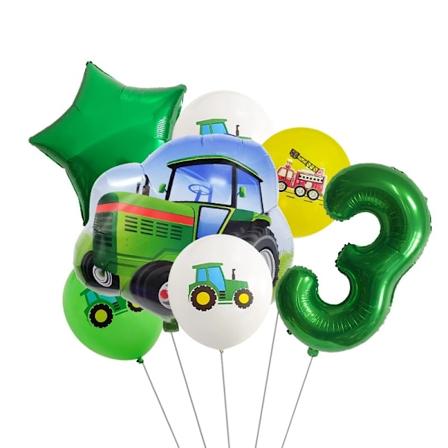 7St / Sæt Gravemaskine Traktor Nummer Balloner Byggekøretøjer Folie Ballon Børn Fødselsdagsfest Diy Dekoration Lara Tex Balls Legetøjet 7pcs number3 