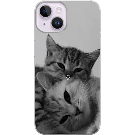 Kompatibelt Mobildeksel til Apple iPhone 15 Katt Hjerte