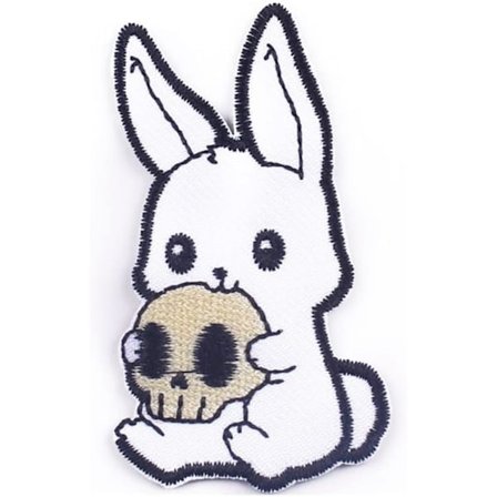 10 stk. Kanin og kraniebroderede stryge- eller sy-på-lapper Goth Rock Punk Halloween Lap til jakker, hatte, tøj, tasker, DIY tilbehør, dekoration, 