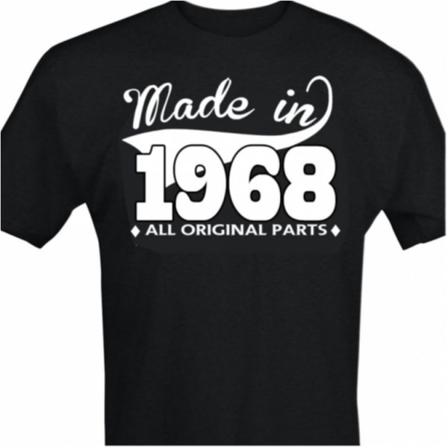 Svart T-shirt med design - Made in 1968 - All original parts L