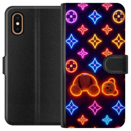 Kompatibel Tegnebogsetui til Apple Apple iPhone XS Max Neonfarvet luksusmønster med glødende teddybjørn i pop art-æstetik