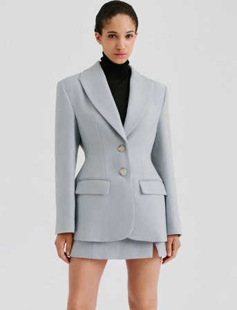 Malina Ella Tailored Peplum Blazer - Blue - S
