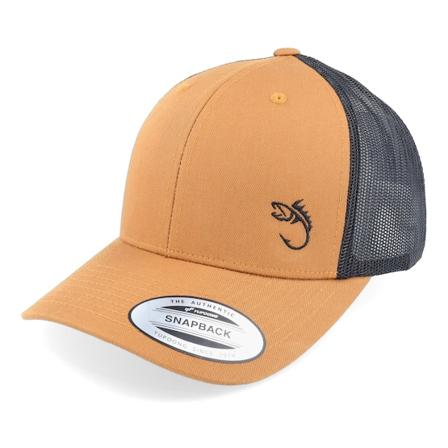 Skillfish - Black Fish Hook Logo Caramel/Black Trucker Trucker Brown Cap - @ Hatstore