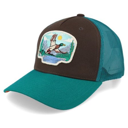 Wild Spirit - Brun trucker Keps - Rouen Duck Patch Brown/Teal/Orange A-frame Trucker @ Hatstore