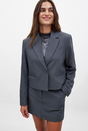 NA-KD Kort skräddarsydd rak blazer - Set - Grå - EU 42