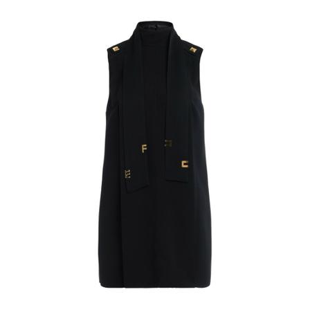 Elisabetta Franchi Sleeveless Boxy Kjole With Gold Details Sort, Dame