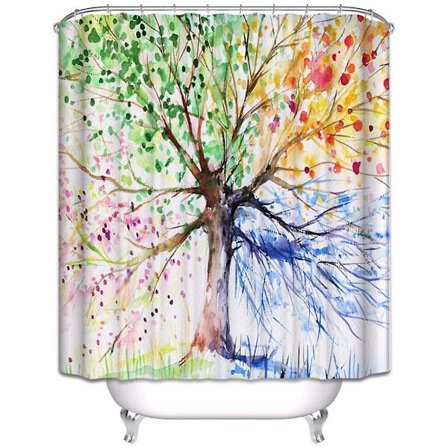 Duschdraperi 180 X 200 Cm Anti-Mögel 3D-Tryck Vattenbläck Färgglatt Träd Polyestertyg Duschdraperi