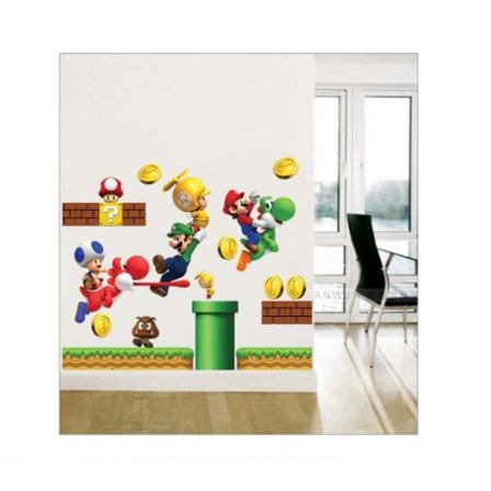 2-pack Nintendo New Super Mario Bros Bygg en scen Peel and Stick Väggdekal Sovrumsdekor Dekal Super Mario-klistermärke