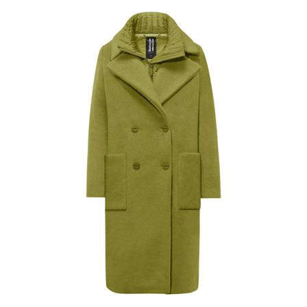 BomBoogie, Long Double-Breasted Bimaterial Coat Groen, Dames, Maat:XS