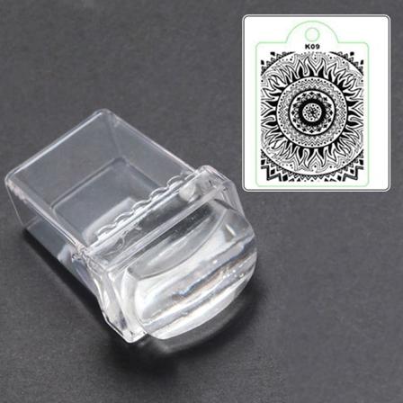 Rektangulär nail art Transparent silikon nageltryckmall Professionell DIY a 9