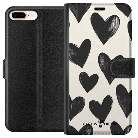 Yhteensopiva Lompakkokotelo Apple Apple iPhone 7 Plus Cactus and Friends - Bold Black Love Pattern