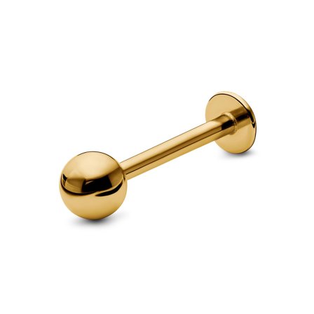 Labret com Bola em Aço Cirúrgico Dourado de 6 mm para homens - Piercings para orelha