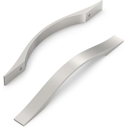 Sæt med 10 børstede satinnikkel møbelgreb - Huld afstand: 128 mm - Til køkkenskabe, skabe, skuffer