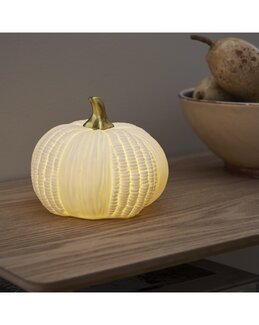 Bordsdekoration Pumpkin LED, batteridriven Vit - 15x12x15 cm - Star Trading
