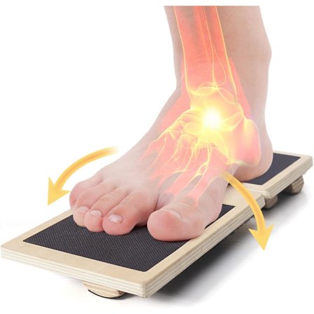 Ankelstyrkeøvelser for forstuet, balansebrett for én fot, sklisikkert trevippebrett, 1 stk SVART