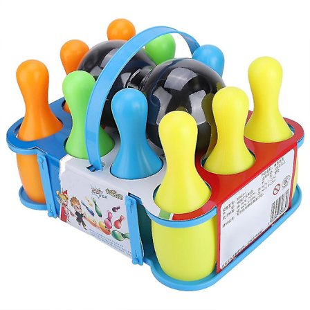 Färgglada bowlingklot leksak baby sport leksaker barn spel leksak set 10 stift & 2 bollar(17cm)