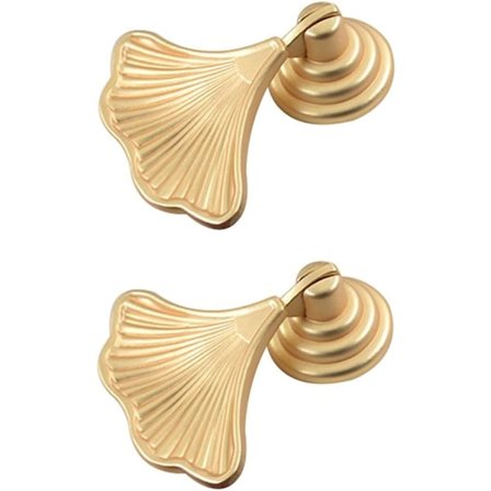 2 st Knopphandtag Gyllene Droppande Hängande Drag Handtag Trendigt Ginkgo Bladsformad Dresser Knoppar för Kök Badrumsskåp