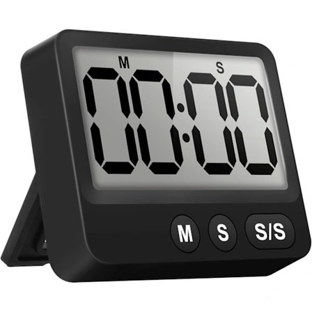 Timer (Svart), Digital Kökstimer, 100 Minuters Nedräkning och Timer, L-Formad Vinkel och Magnetisk Timer för Matlagning, A