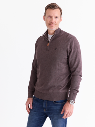 MATCH - Brage zip genser - Redford - Str. XXL - Herre - Gensere & Cardigans - Brun - 100% bomull