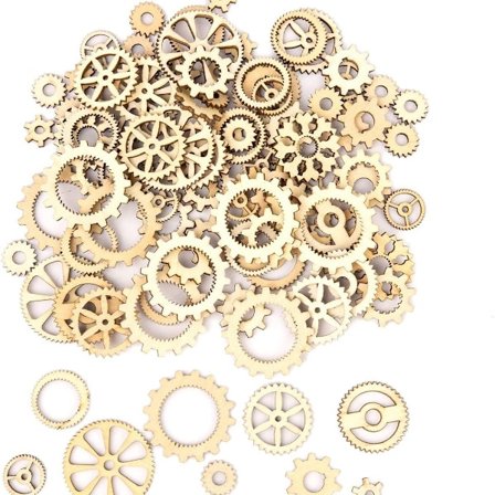 Pakkaus 100 onttoa puista kiekkoa riipus puinen hammaspyörät steampunk KLB