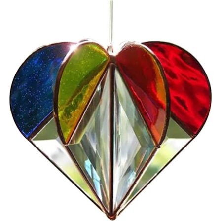 1 stk Flersidet Hjerte Solfanger Fargerikt Glassmaleri
