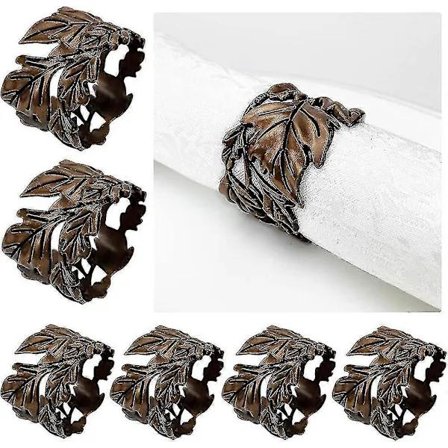 Hason Servettirenkaat, lautasliinarenkaat, lehtilautasliinarenkaat Heilwiy Setti, 6 hienoa kultaista lautasliinarenkaita lahjaksi